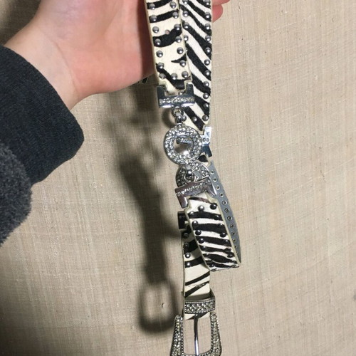 Y2K chain leather animal pattern belt like new