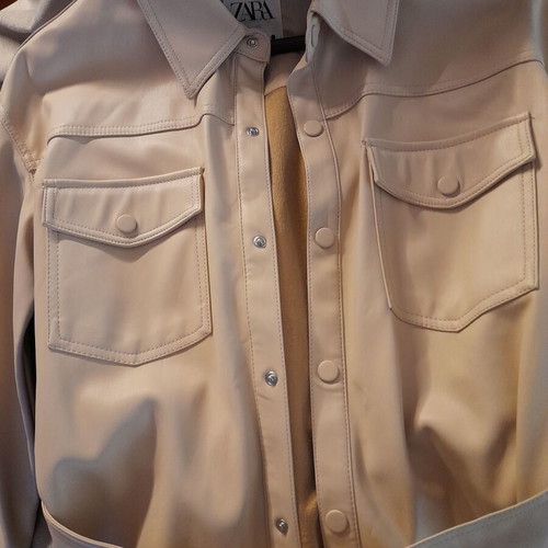 Γυναικείο πανωφόρι ZARA από δερματίνη εκρού μπεζ σαν καινούργιο