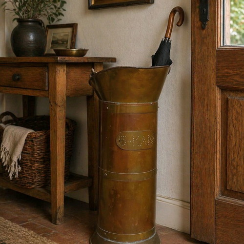 Antique copper and brass coal bucket used, 19th century Netherlands