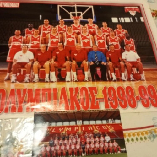 Olympiacos poster and football photo 1999 and 2006 like new