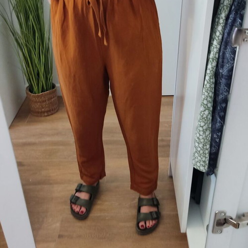 Oysho linen trouser XS, like new, brown-orange