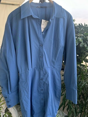 Zara shirt dress new, blue gray, size M