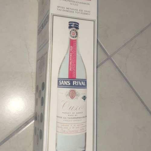 Sans Rival Ouzo P. Thomopoulou kai Yiou like new, sealed bottle