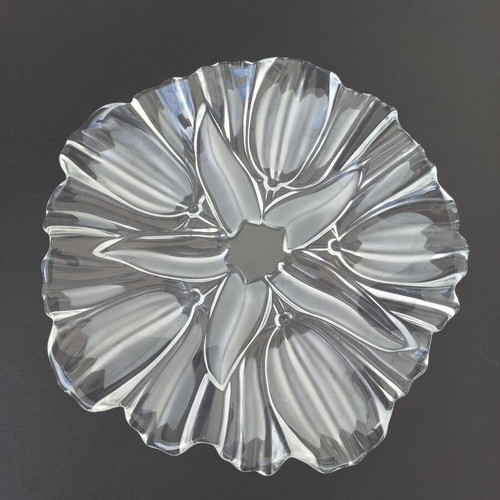 Vintage glass serving platter ortnerviera like new, embossed