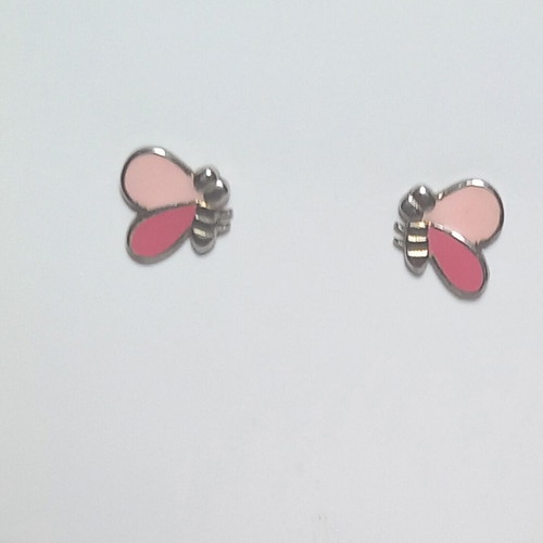 Silver earrings with enamel new, pink and silver