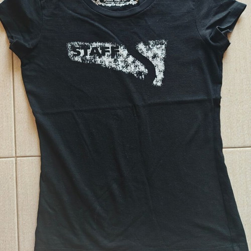 Staff black T-shirt, size small