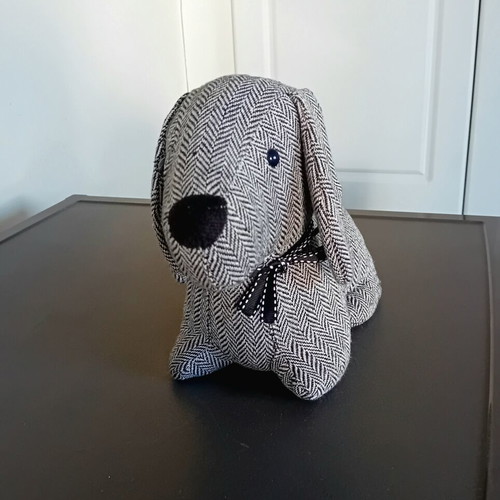 Door Stop Fabric Dog Design, Like New, Velvet Composition