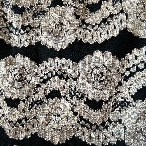 Skirt black with gold embroidered flowers, like new, knee-length