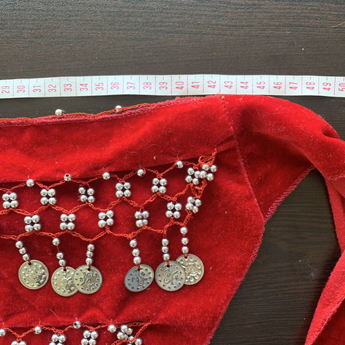 Belly dance belt used red velvet with silver coins