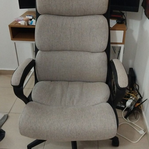 JYSK MARBJERG office chair like new, grey fabric and black leather-look