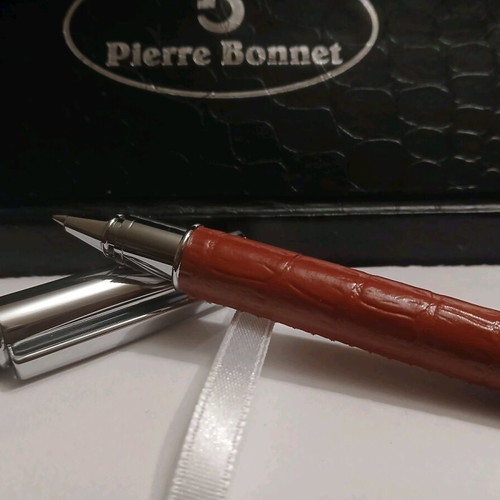 Pierre Bonet silver pen red color with leather case new