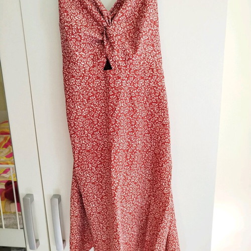 Mini dress with back opening like new, red, size M