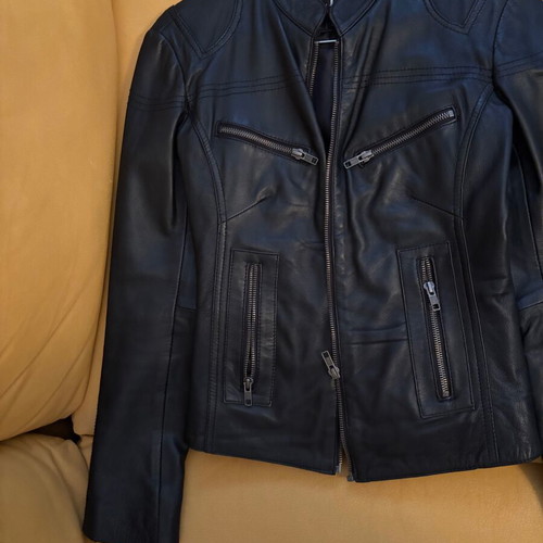 Leather jacket black like new, genuine leather XS
