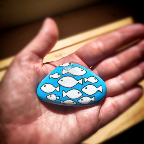 Handpainted decorative painted pebble magnet
