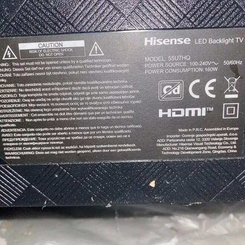 Hisense 55u7hq used with broken panel