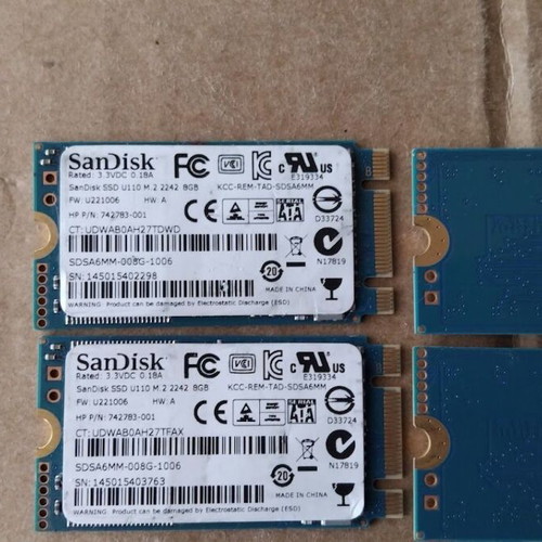 SanDisk SDSA6MM-008G-1006 SSD U110 M.2 2242 8GB SATA 6.0Gb/s pack of 4 like new