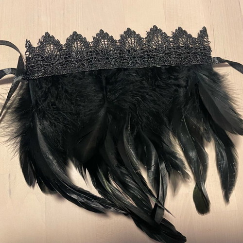 Two bracelets with black feathers and lace new