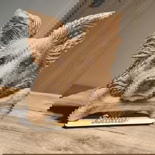 Επιτραπέζιο ξύλινο πορτρέτο κατοικιδίου καινούργιο με 3D ανάγλυφο