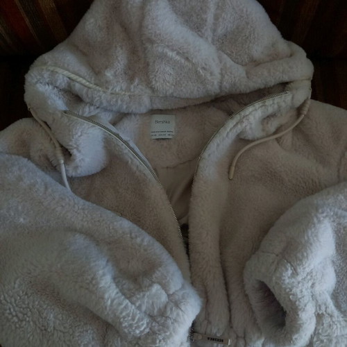 Bomber jacket beige with fur like new, size XS