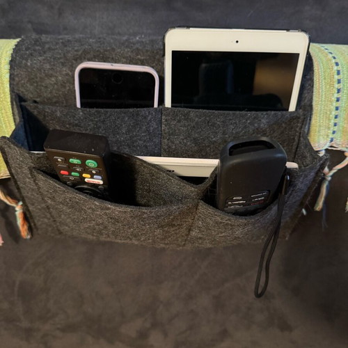 Sofa armrest organizer case like new, dark gray felt