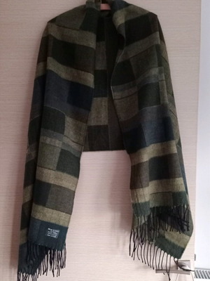 Italian scarf used in shades of green 190x75 cm