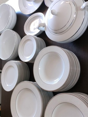 Dantelle 72-Piece Porcelain Dinnerware Set Ionian, like new