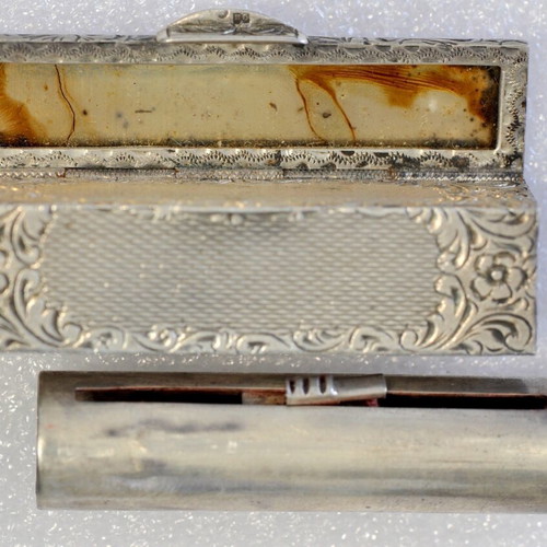 Silver lipstick case used, vintage