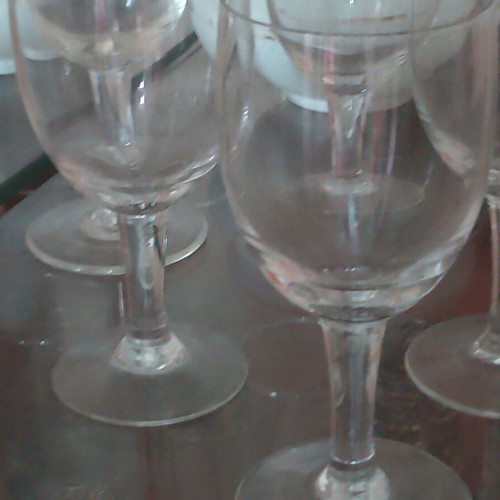 Crystal stemmed glasses like new, set of ten large and ten small