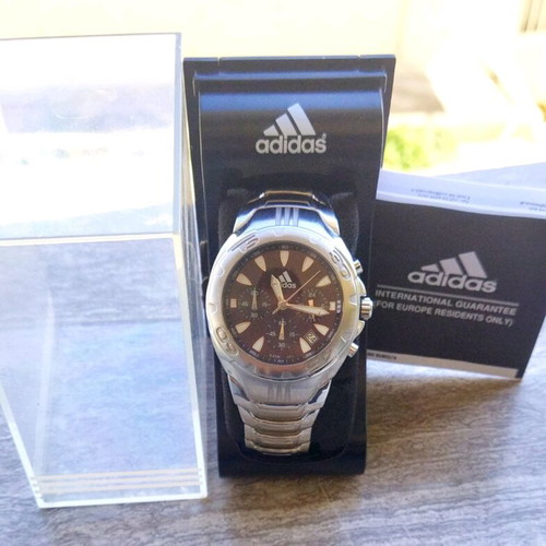 Adidas 10-5063 men's watch new, chronograph, black-silver