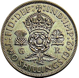 Ασημένιο Αγγλία Two Shillings 1942 σε πολύ καλή κατάσταση S5