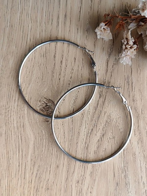 Metal hoop earrings 6cm new, stainless steel