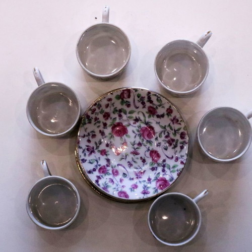 Japanese porcelain cup set used, collectible from 1950