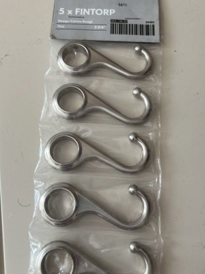 Γάντζοι για ράβδο κουζίνας ΙΚΕΑ FINTORP καινούργιο, 5 τεμάχια 7 εκ