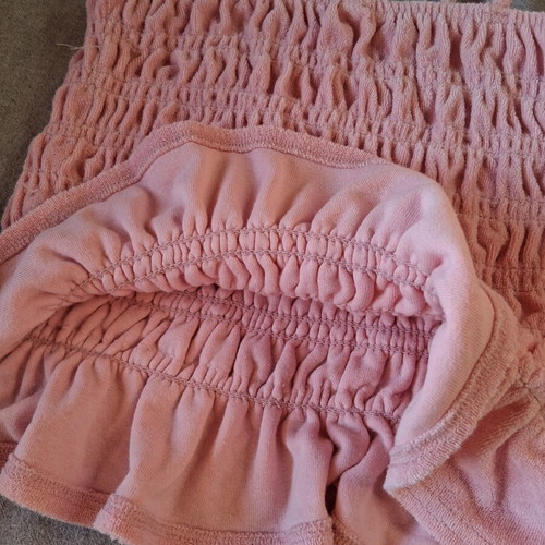 Girls' set like new, pink and green, terry fabric bustier