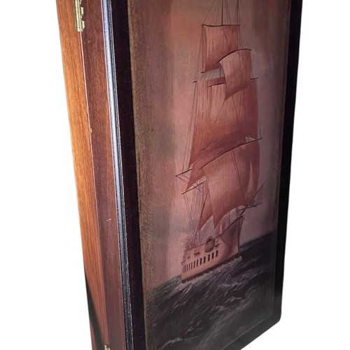 Wooden backgammon with painted design like new