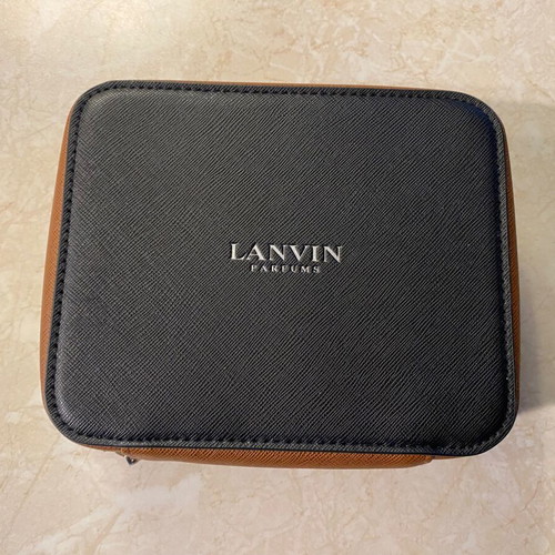 Lanvin square toiletry bag black and brown new with travel cosmetics