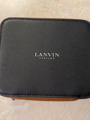 Lanvin square toiletry bag black and brown new with travel cosmetics
