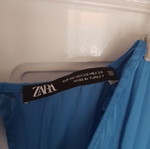 Zara satin dress with asymmetrical detail like new, blue, XS