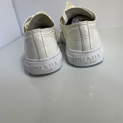 Prada leather Cassetta Wheel sneakers used, beige, size 38.5