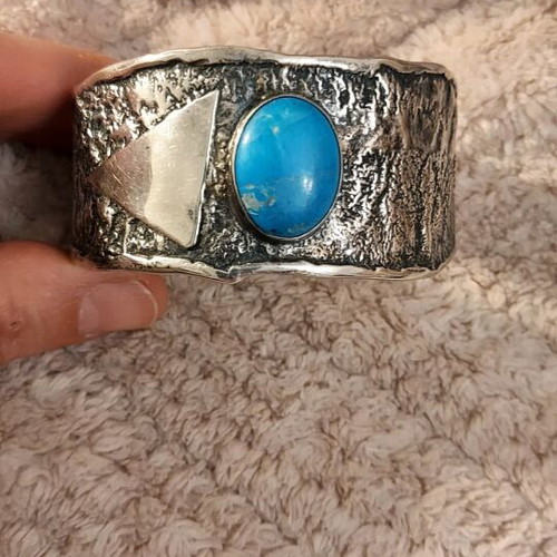 Silver handmade bracelet with turquoise like new