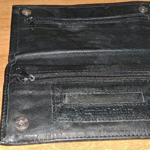 Status leather tobacco pouch used with wear and burn mark