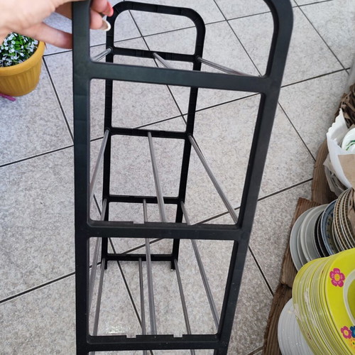 Metal Shoe Rack with 4 Shelves, Black and Silver, New