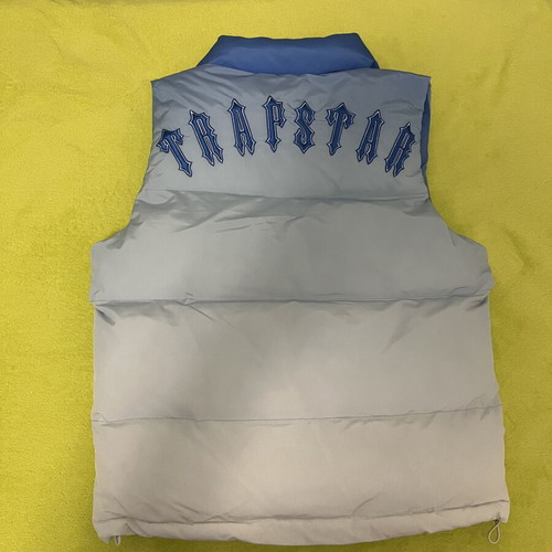 Trapstar sleeveless puffer jacket with blue collar