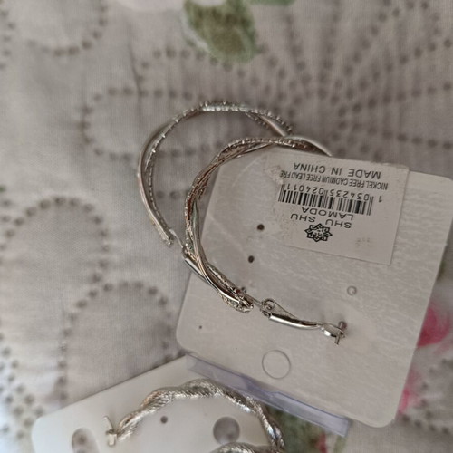 Hoop earrings new, two pairs, stainless steel, 5cm diameter