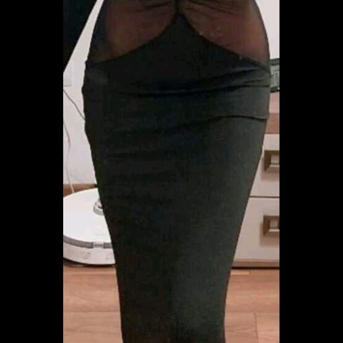 Maxi long-sleeve dress new with black transparency, size S