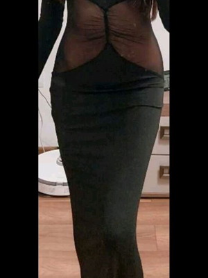 Maxi long-sleeve dress new with black transparency, size S