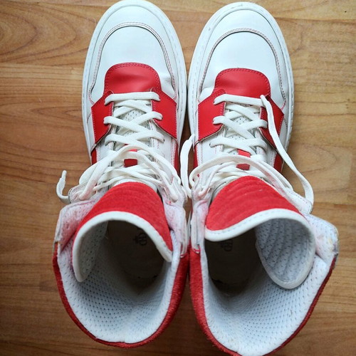 Daris high-top sneakers like new, size 40, white and red
