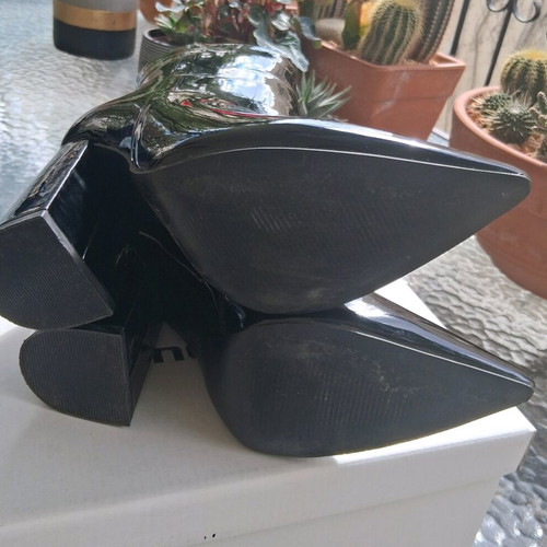 Patent leather ankle boots size 37 like new, black