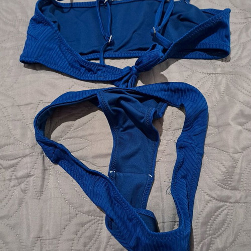 Women's bikini set blue ribbed fabric No S like new