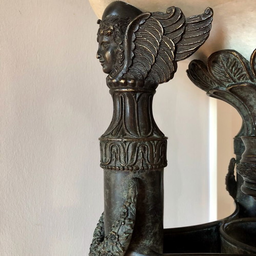 Floor lamp like new made of cast iron, marble and leather